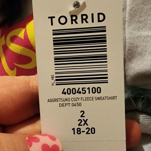 2X 18W 20W Torrid Black Pink Aggretsuko Sanrio Cozy Fleece Sweatshirt Tiedye NWT - Picture 7 of 7